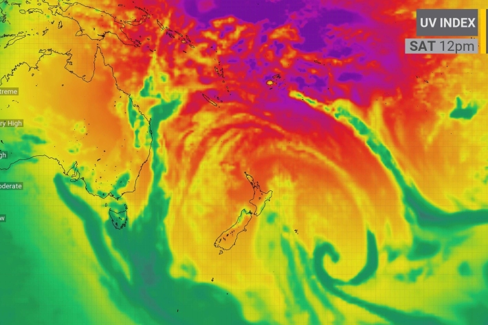 UV map of New Zealand for 21 Oct 2022