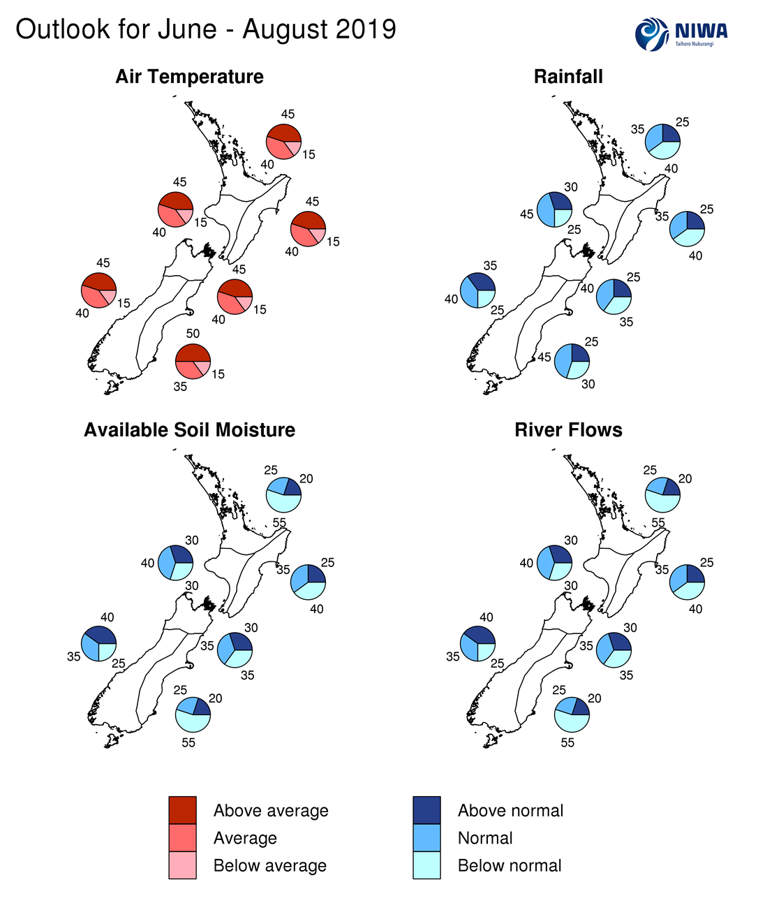 Seasonal Climate Outlook maps June - August 2019 | NIWA