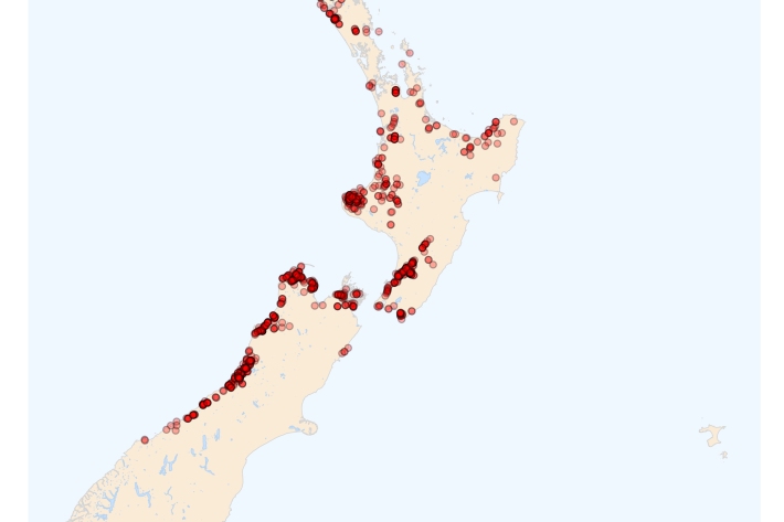 Shortjaw kokopu distribution map [2024]