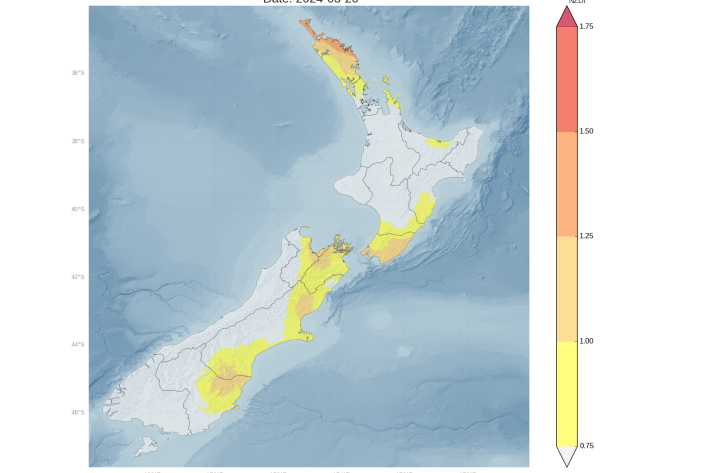 New Zealand Drought Index (NZDI) map