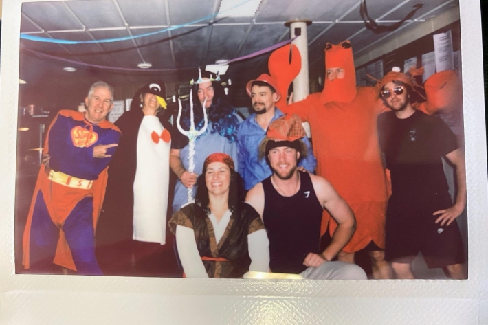 Teams celebrate crossing 60 degrees south