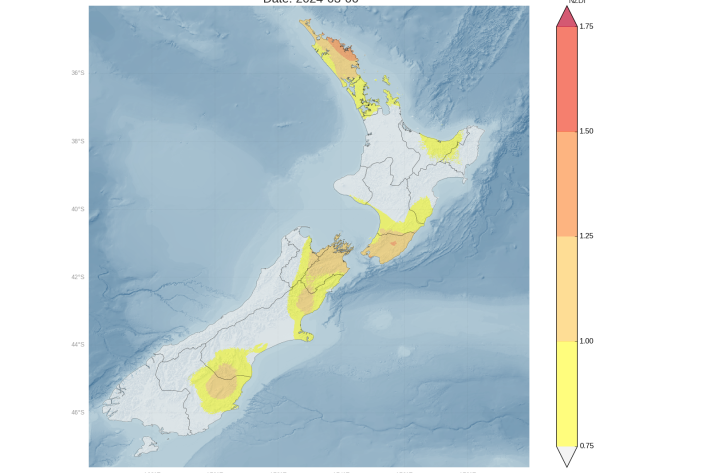 Map of New Zealand Drought Index for 6 March 2024