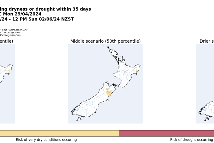 Risk of areas experiencing dryness or drought within 35 days from 29 April 2024