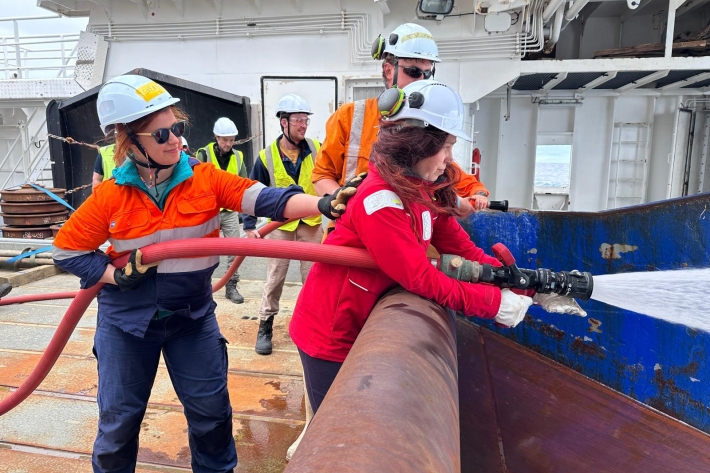 Fire drill on the Tangaroa 