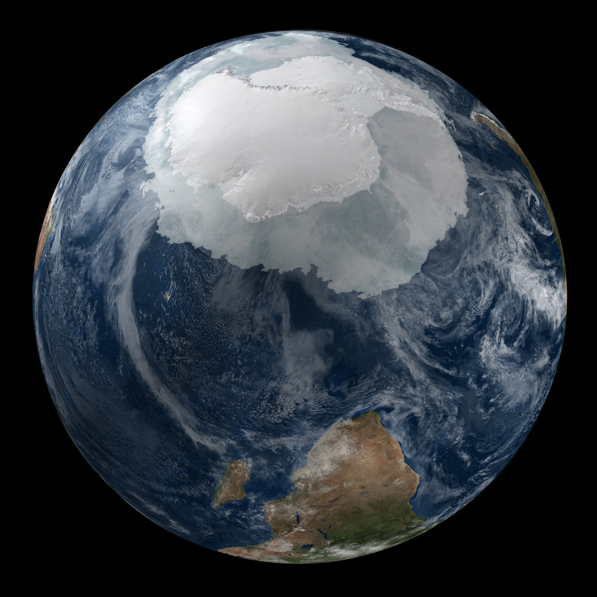 Composite image of Antarctica in the global context