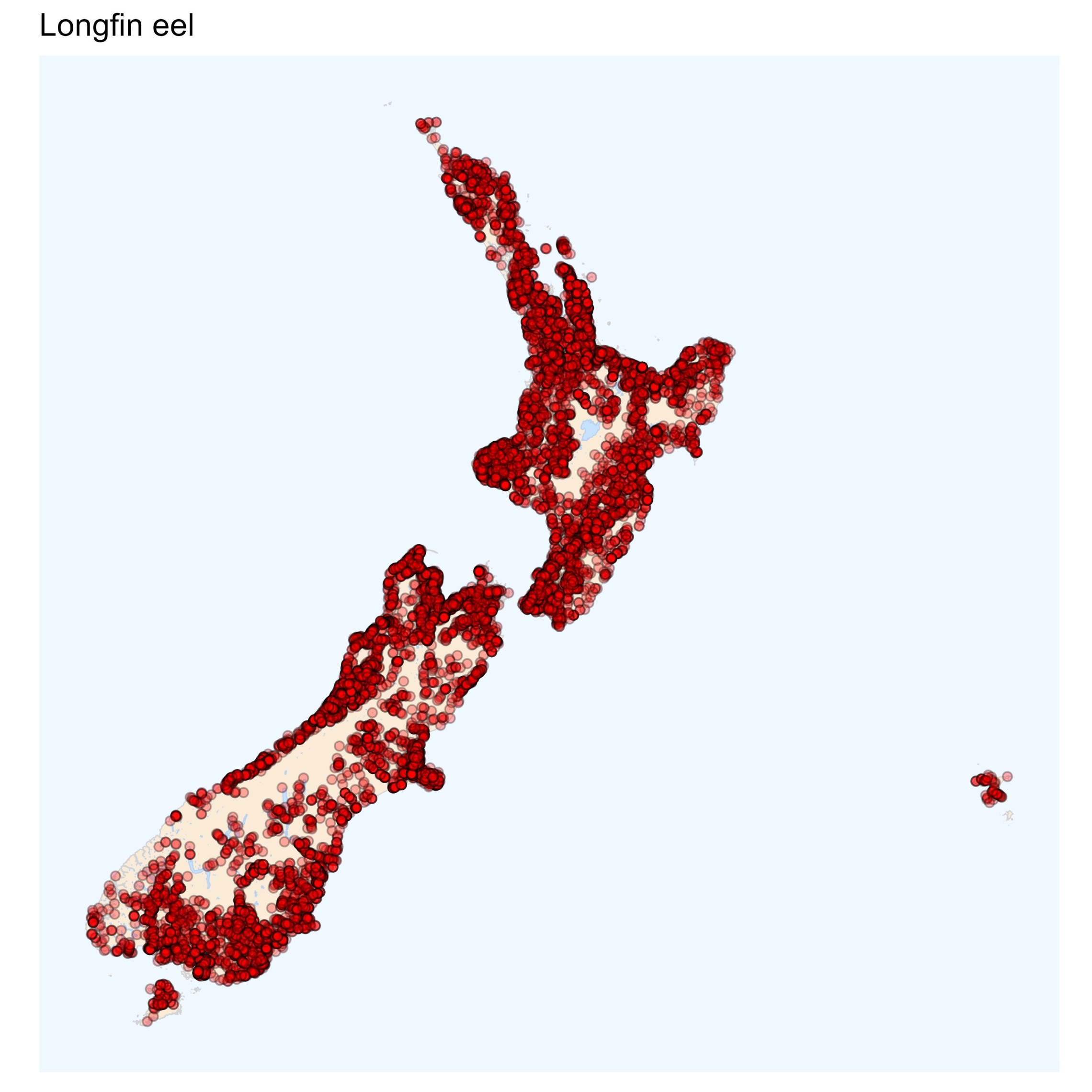 Longfin eel distribution map [2024]