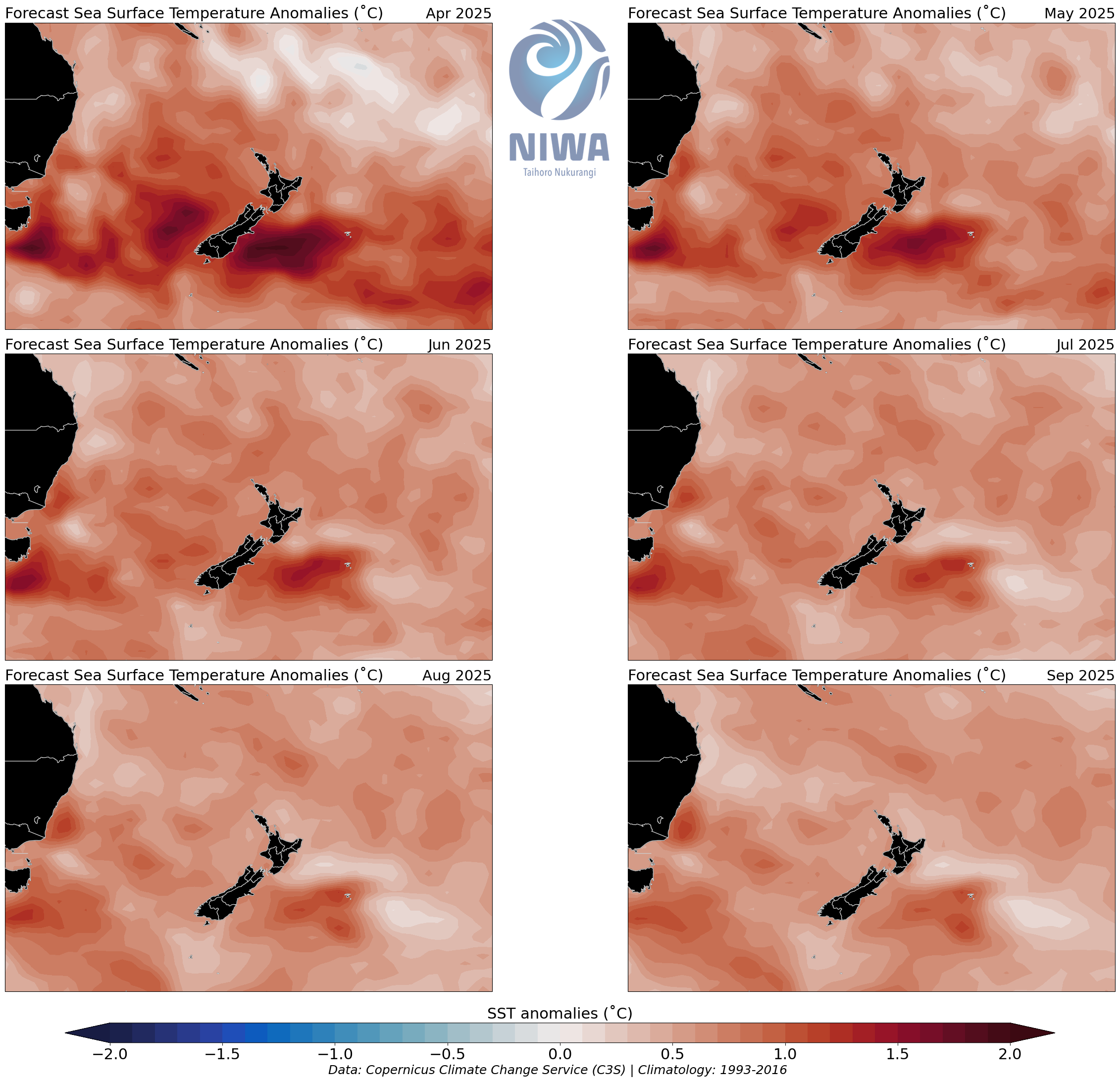 SST April 2025 forecast anomalies 