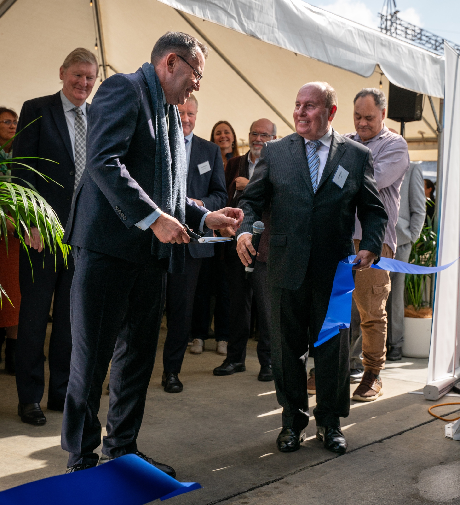 Dr Shane Reti MP, Whangarei opens the newly completed NIWA Recirculating Aquaculture System in Ruakaka Northland.