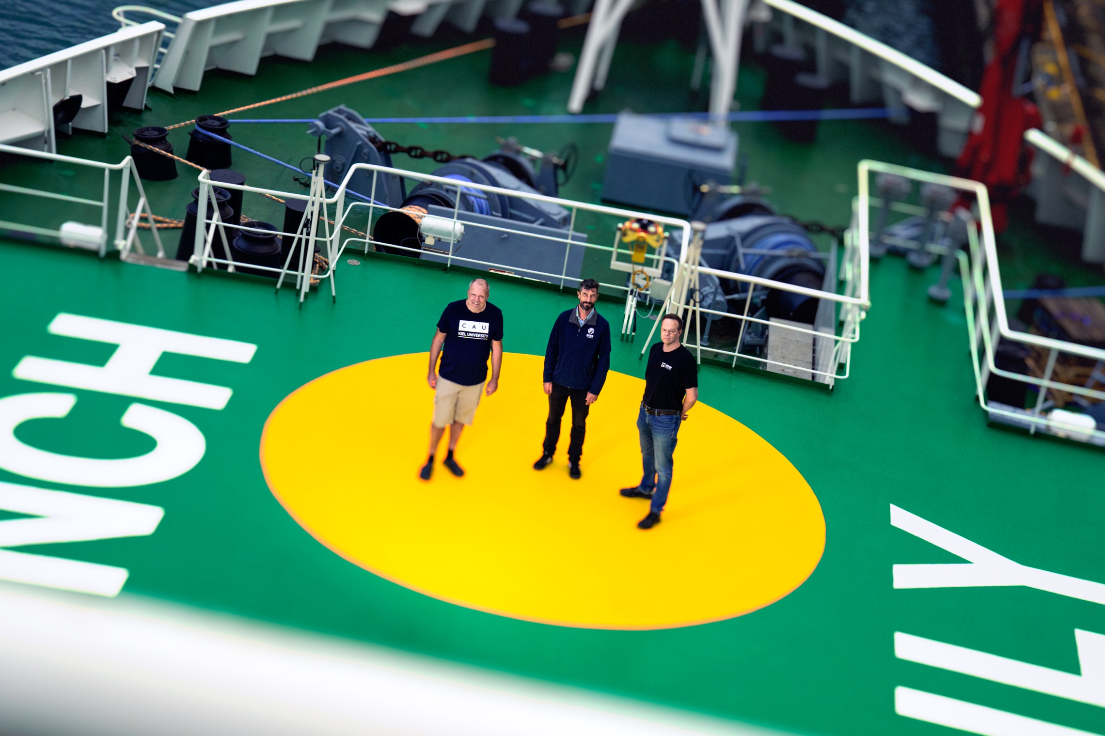 Professor für Marine Geophysik Sebastian Krastel  Christian-Albrechts-Universität zu Kiel, Marine Geoscientist Joshu Mountjoy, NIWA and GNS computational geophysicist Science Christof Mueller aboard the RV Sonne.