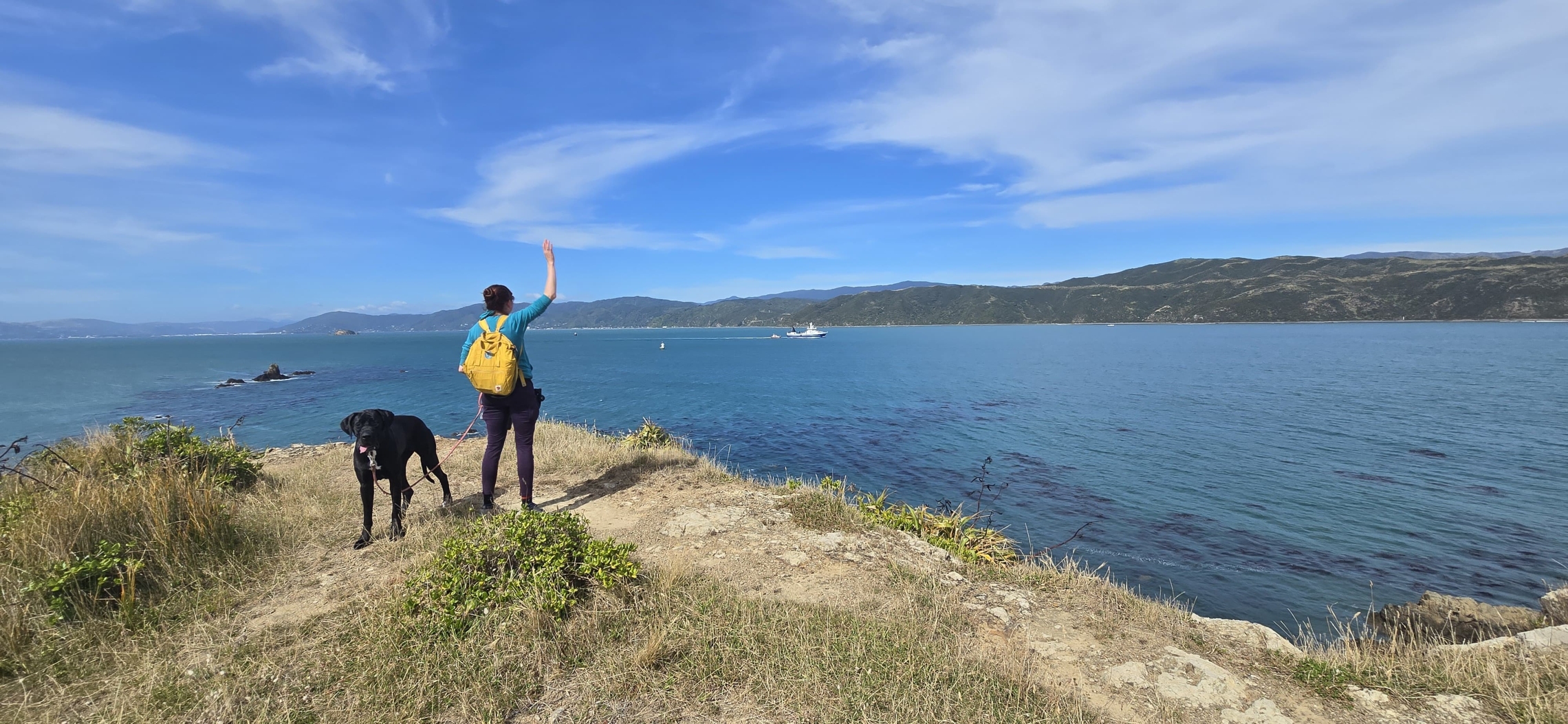 NIWA Ocean Modeller Liv Cornelissen waves the Tangaroa goodbye